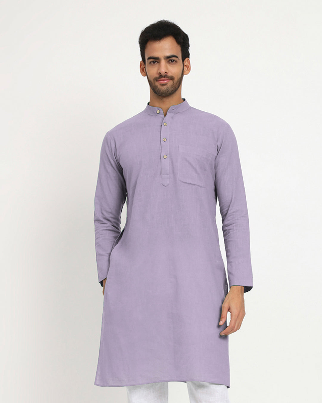 Lilac Monochromatic Mandarin Collar Men's Kurta