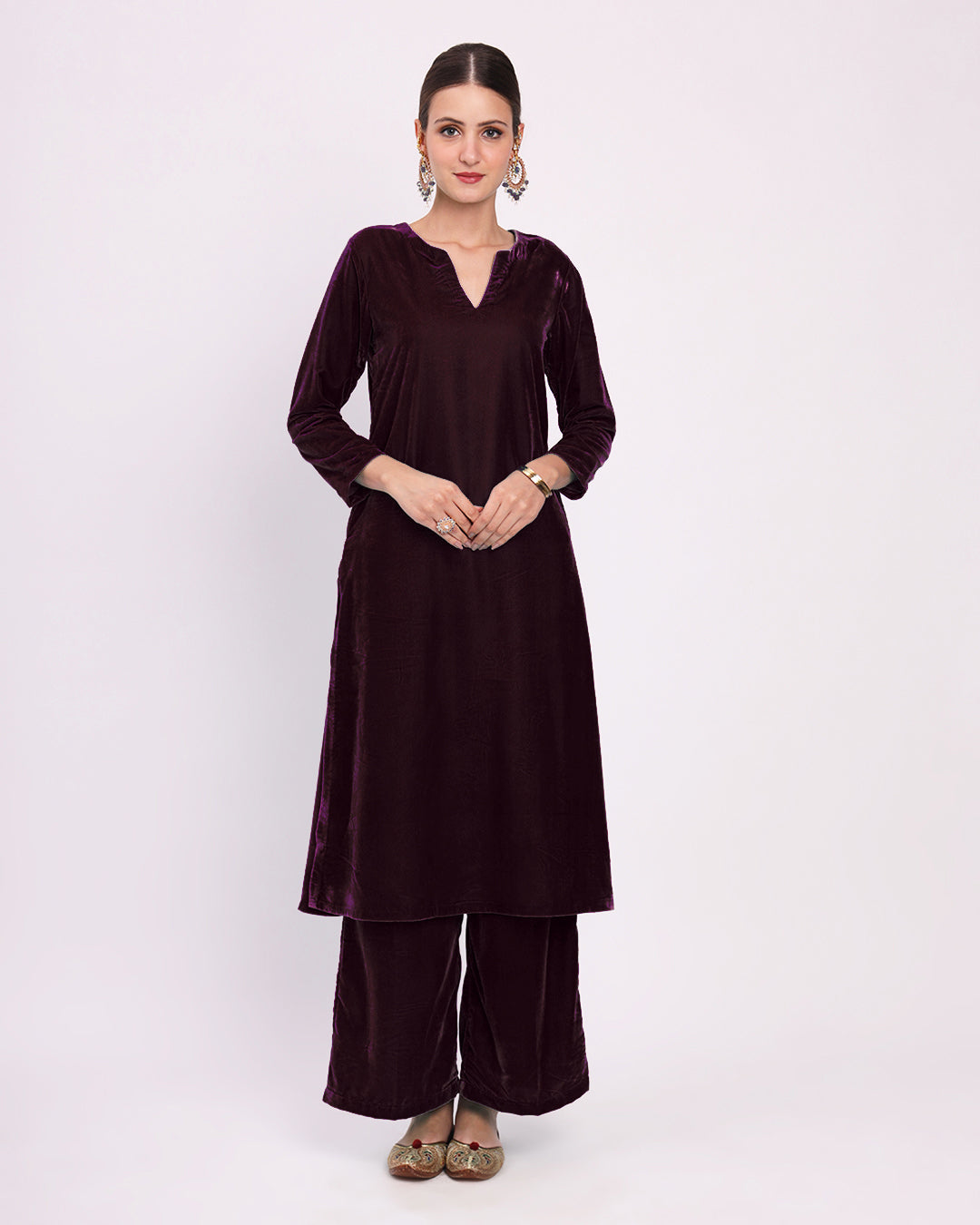 Plum Passion Classic Allure Velvet Co-ord Set