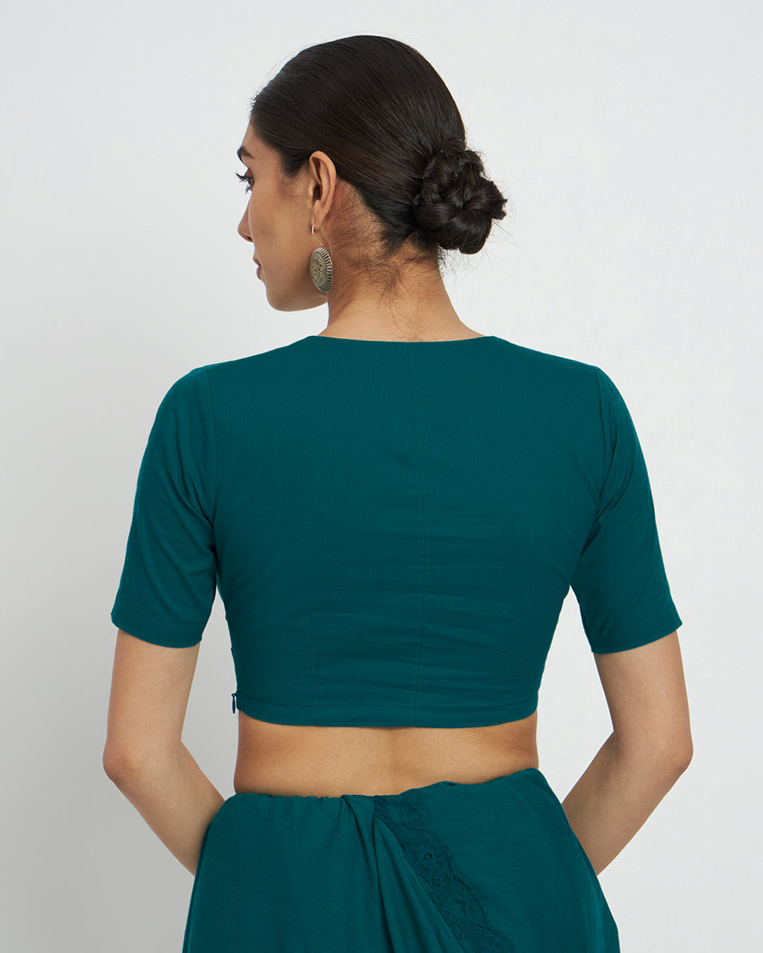 Combo: Black & Deep Teal Allure Deep V Blouse- Set of 2