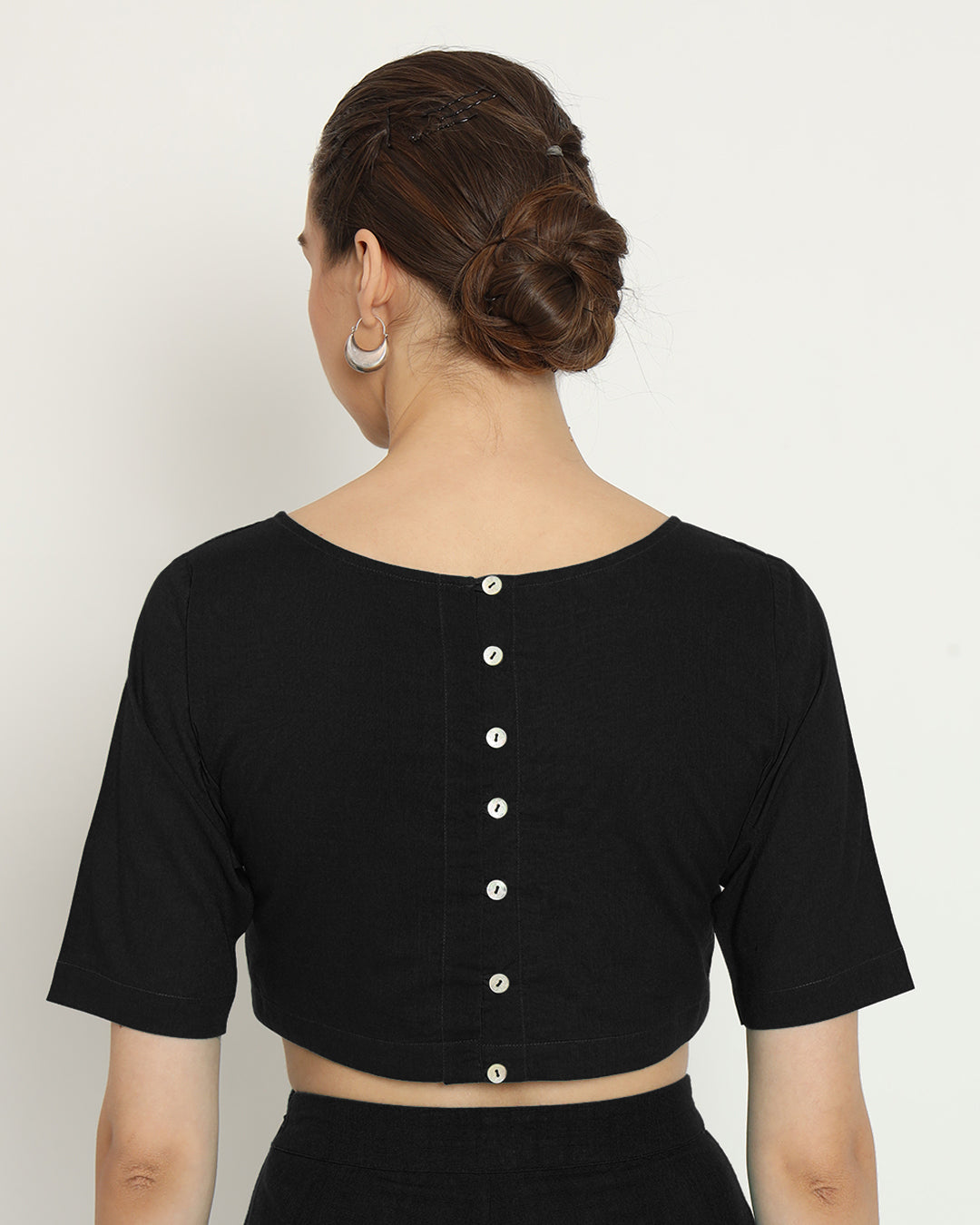 Classic Black Backstory Boat Neck Blouse