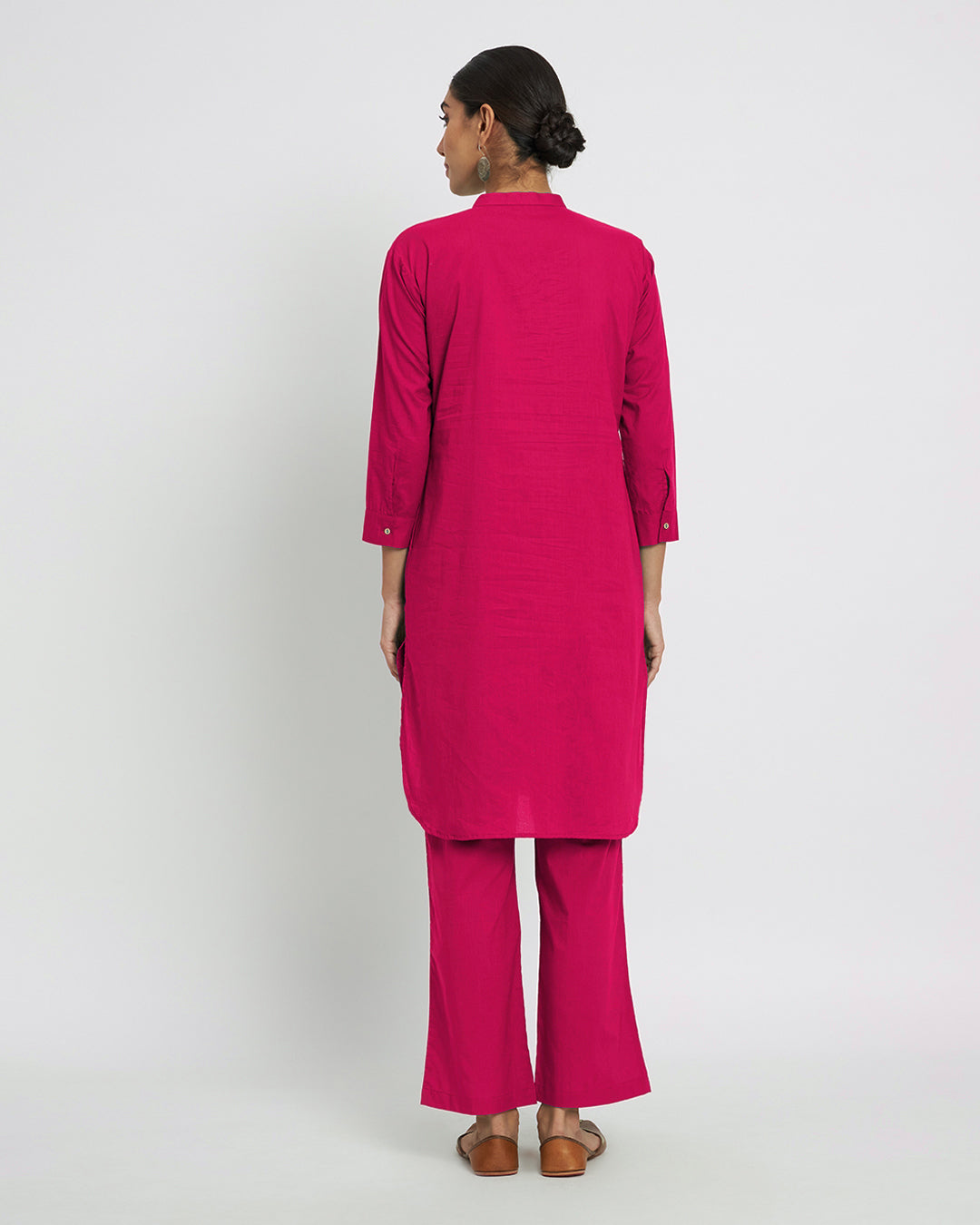 Queen's Gulabi Modern Mandarin Collar Solid Co-ord Set