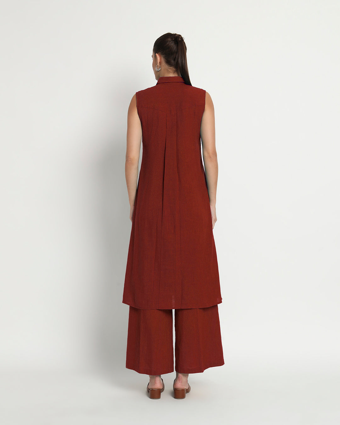 Russet Red Artful A-Line Solid Co-ord Set