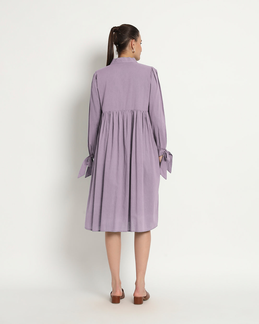 Iris Pink Bowtiful Gathering V Neck Dress