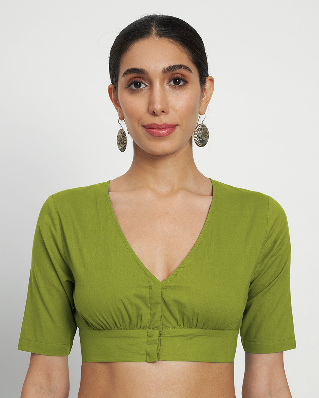 Sage Green V Gathers Blouse