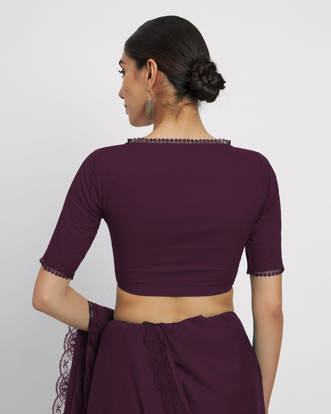 Combo: Plum Passion & Sage Green V Neck Lace Medley Blouse- Set of 2