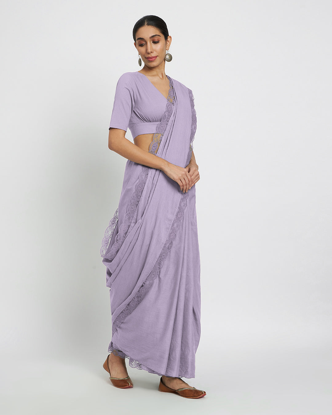 Lilac V Gathers Saree & Blouse Co-ord Set