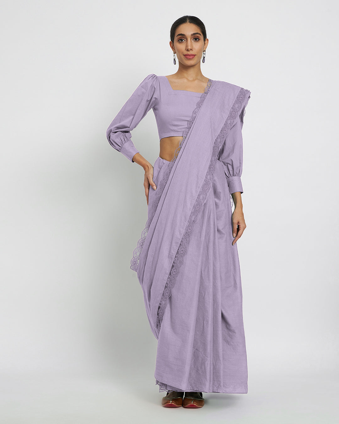 Lilac Square Sleekness Saree & Blouse Co-ord Set