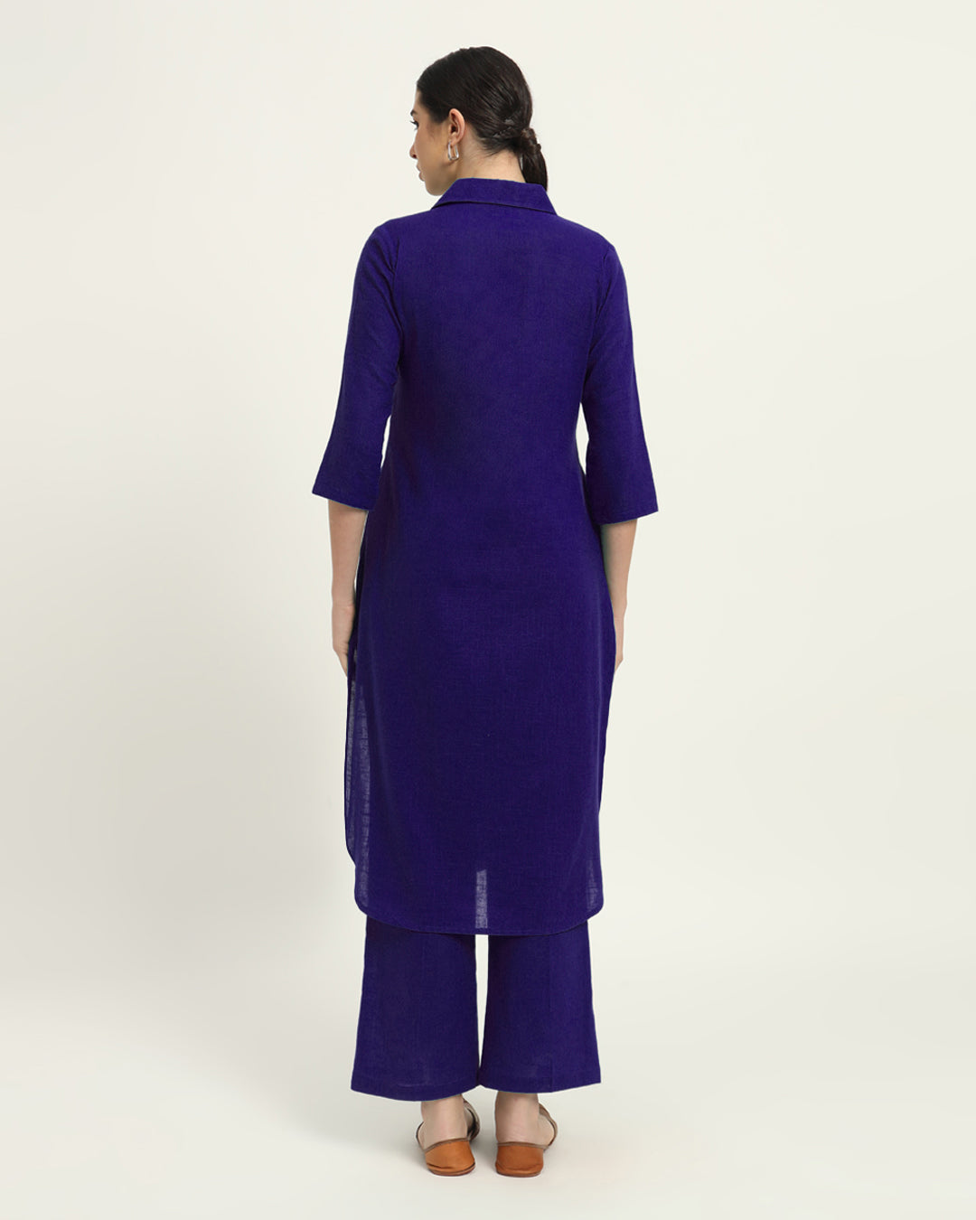 Combo: Iced Grey & Aurora Purple Collar Comfort Solid Kurta