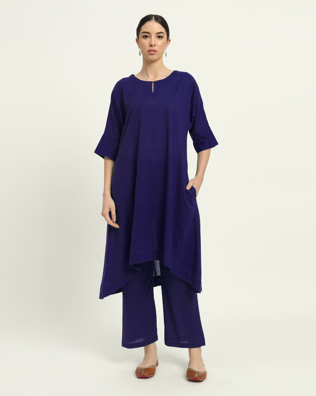 Combo: Queens Gulabi & Aurora Purple Flare & Flow Boat Neck Solid Kurta