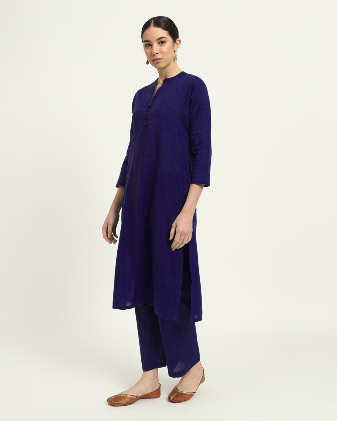 Combo: Blue Dawn & Aurora Purple Everyday Bliss Notch Neck Solid Kurta