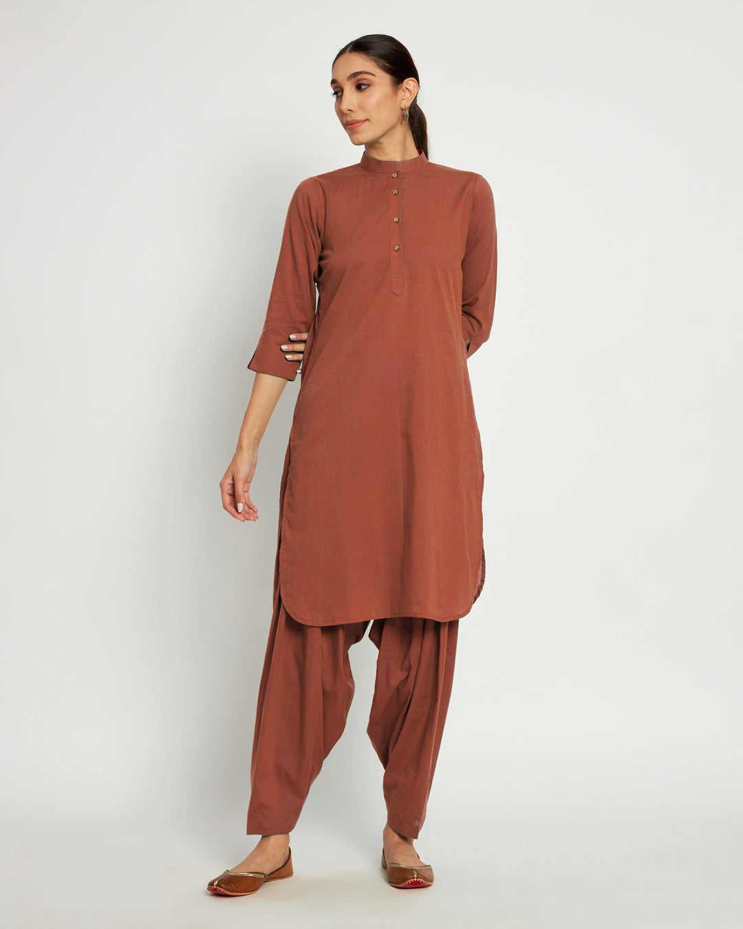 Blush in Love Band Collar Neck Solid Co-ord Set