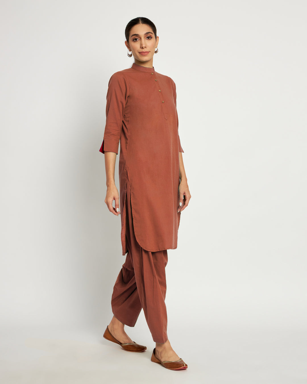Blush in Love Band Collar Neck Solid Co-ord Set