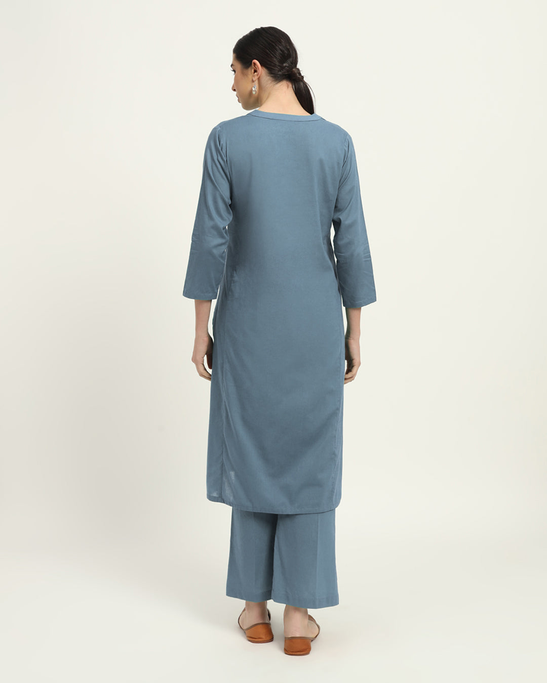 Combo: Blue Dawn & Aurora Purple Everyday Bliss Notch Neck Solid Kurta