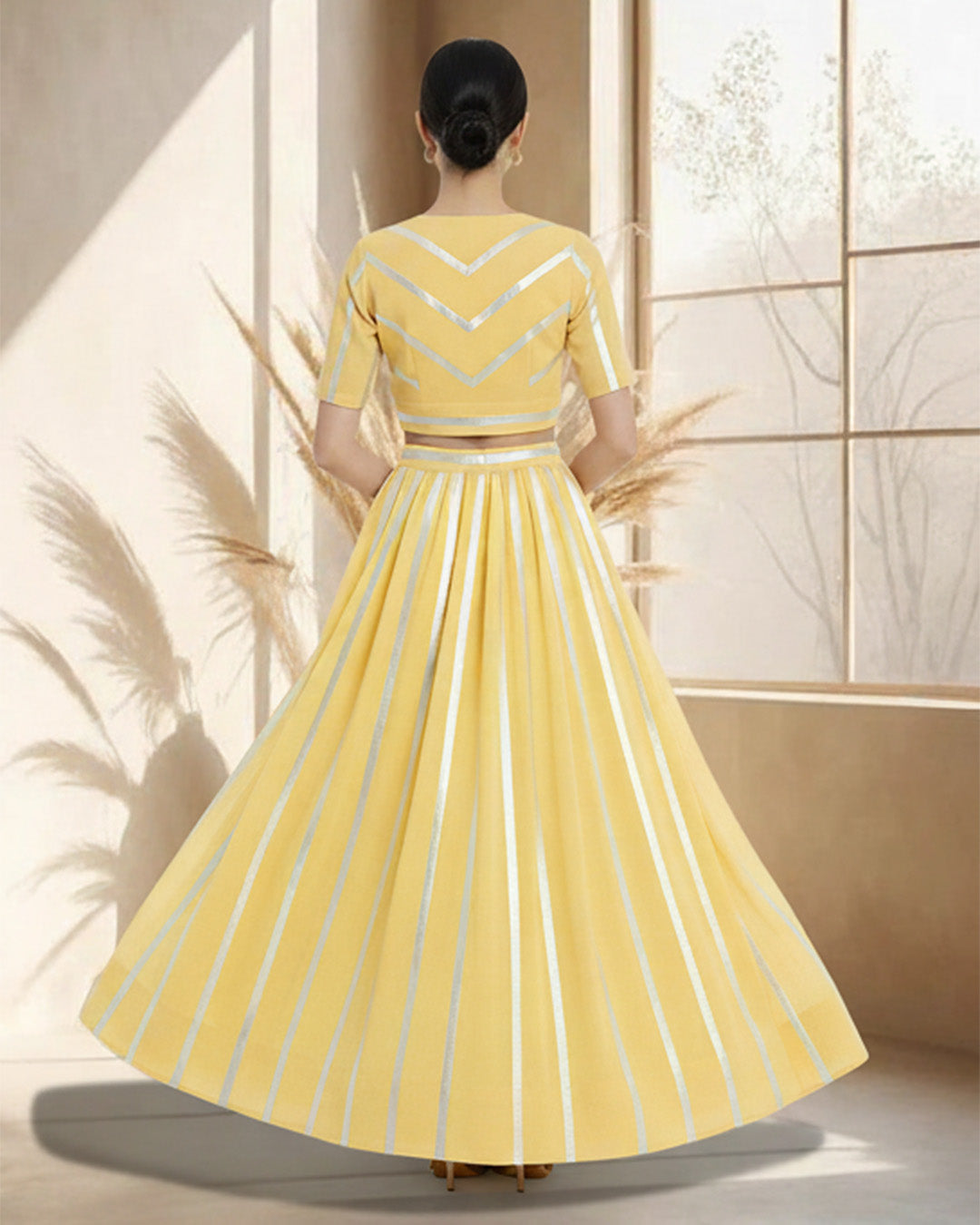 Yellow Glisten Gala Deep V Blouse