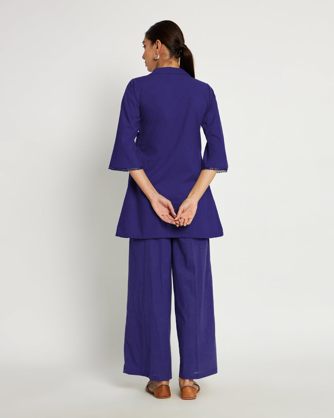 Aurora Purple Collar Neck Angrakha Solid Co-ord Set