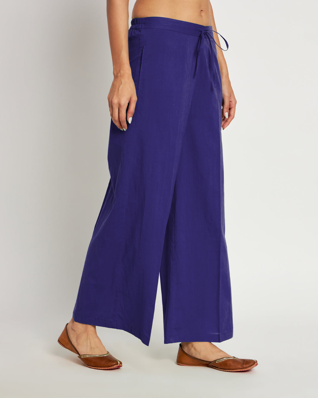 Combo: Black & Aurora Purple Wide Pants- Set Of 2