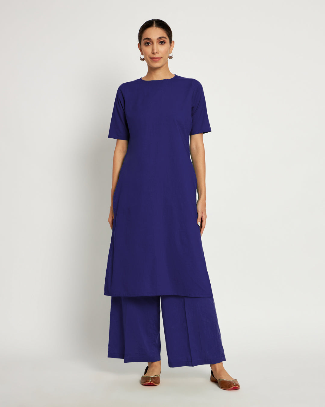 Aurora Purple Round Neck Long Solid Co-ord Set
