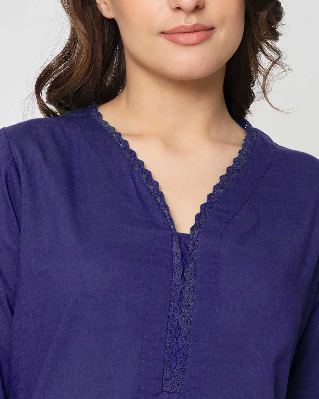 Aurora Purple Lace Affair Solid Kurta (Without Bottoms)