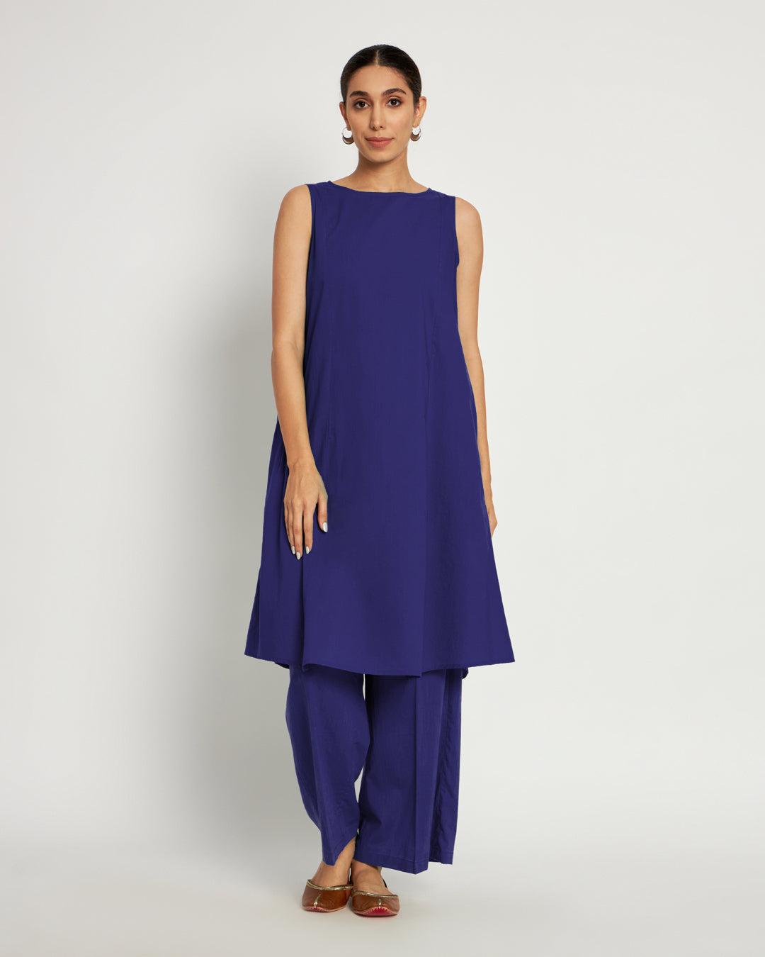 Aurora Purple Sleeveless A-Line Solid Co-ord Set