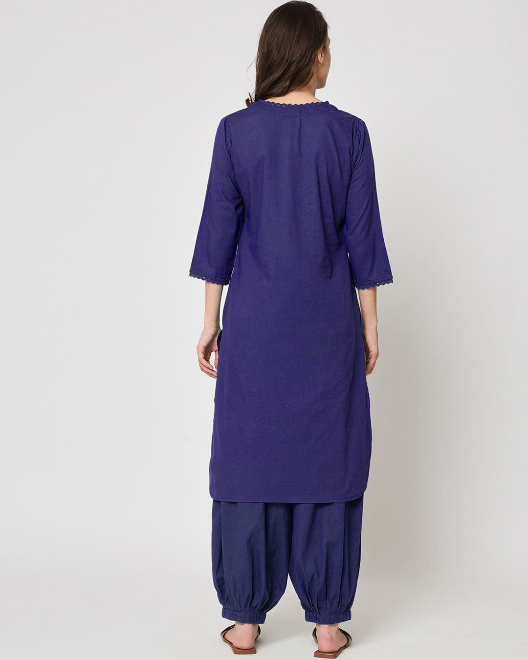 Aurora Purple Lace Affair Solid Kurta (Without Bottoms)