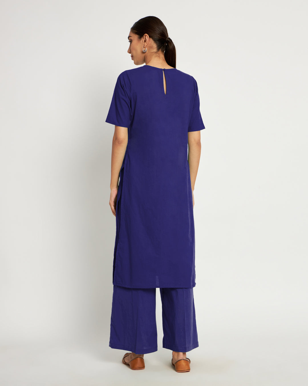 Aurora Purple Round Neck Long Solid Kurta (Without Bottoms)