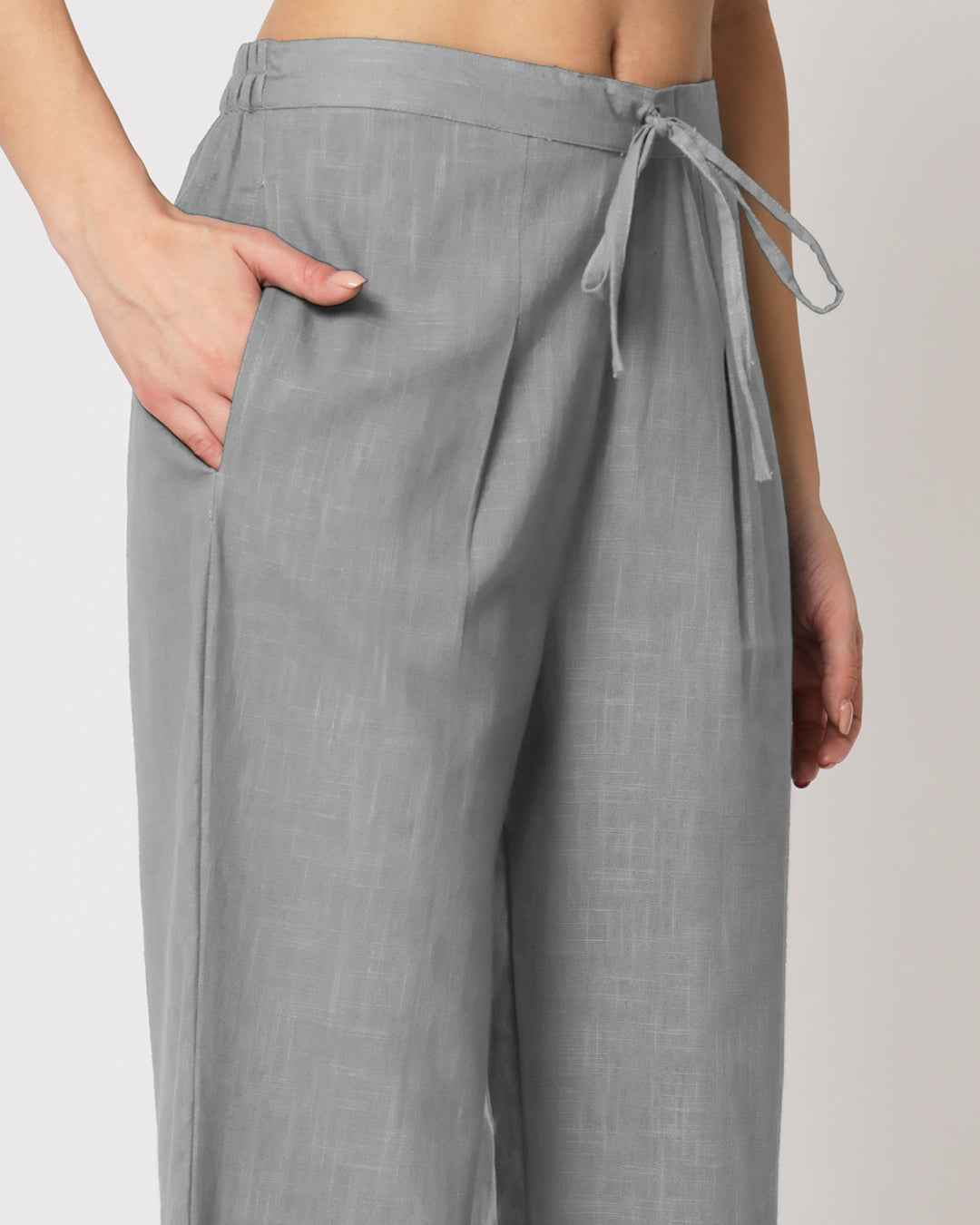 Iced Grey Collar Neck Short Length Solid Co-ord Set