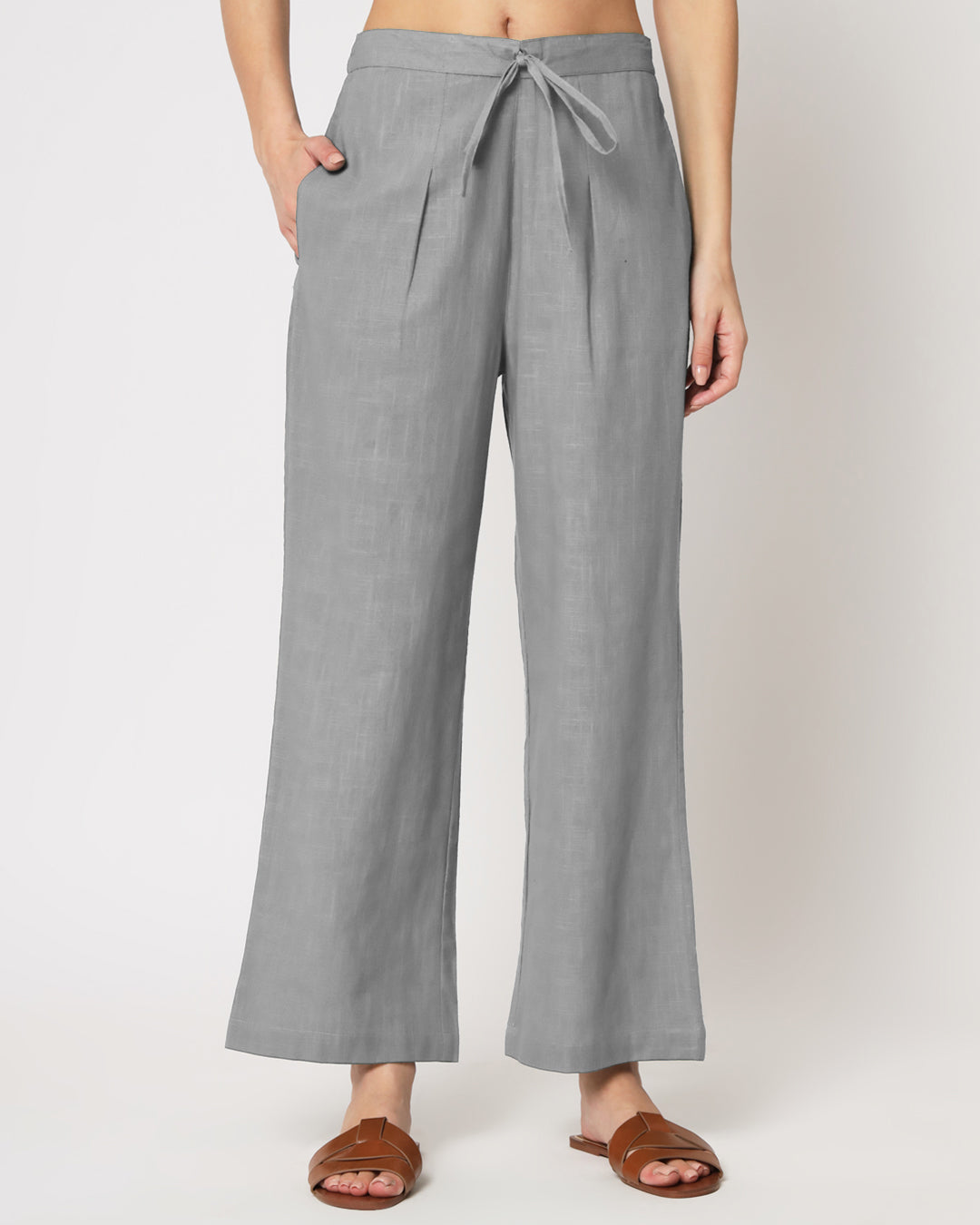 Iced Grey Collar Neck Short Length Solid Co-ord Set