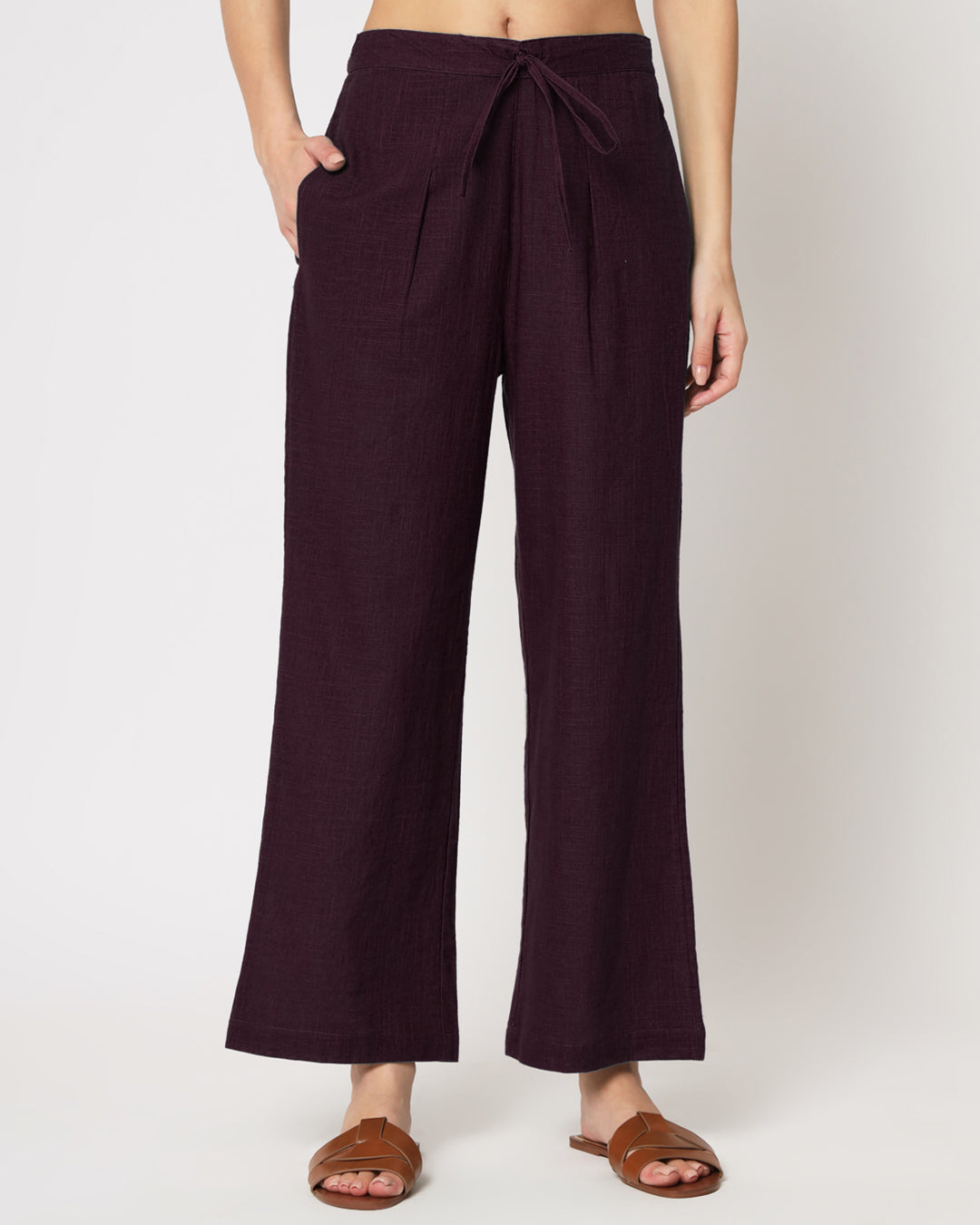 Plum Passion Collar Neck Short Length Solid Co-ord Set