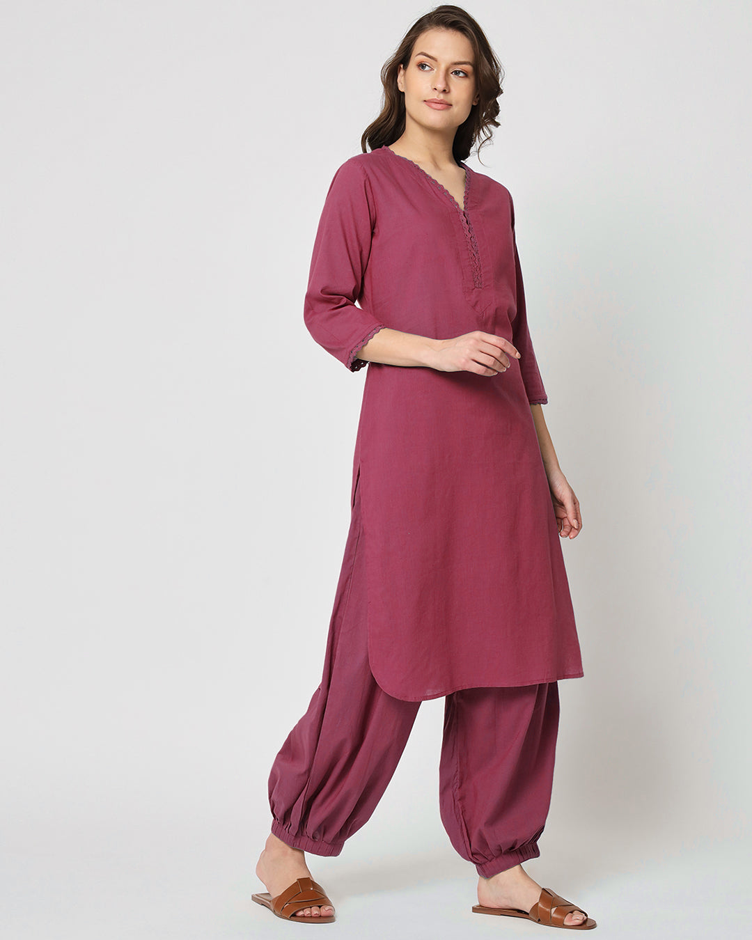 Wings of Rose Lace Affair Solid Co-ord Set