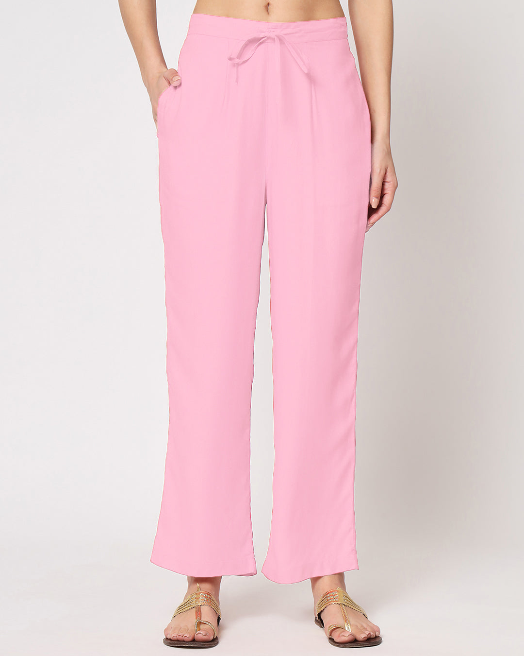 Pink Mist Sleeveless Long Length Solid Co-ord Set