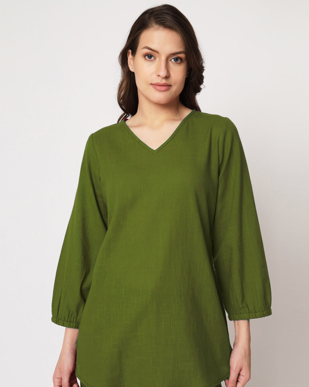 Greening Spring Bishop Sleeves Solid Co-ord Set
