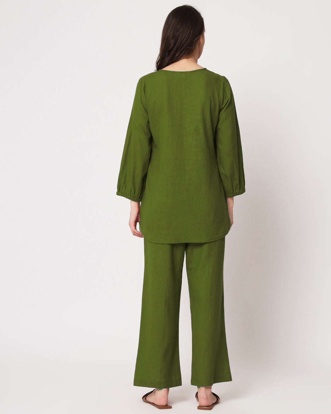 Greening Spring Bishop Sleeves Solid Co-ord Set