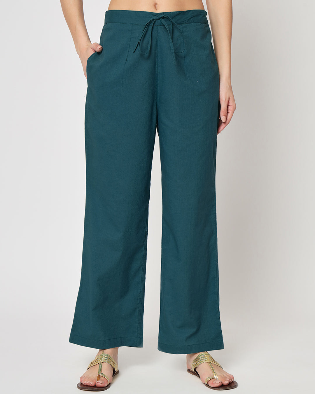 Deep Teal Straight Pants