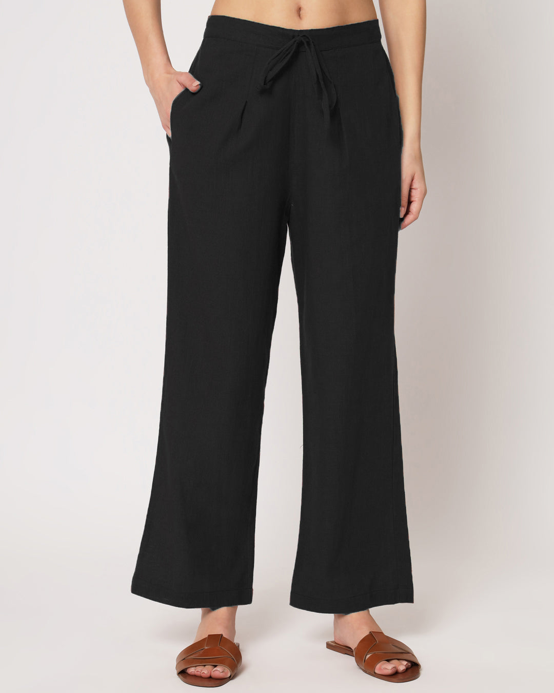 Classic Black Bishop Sleeves Solid Co-ord Set