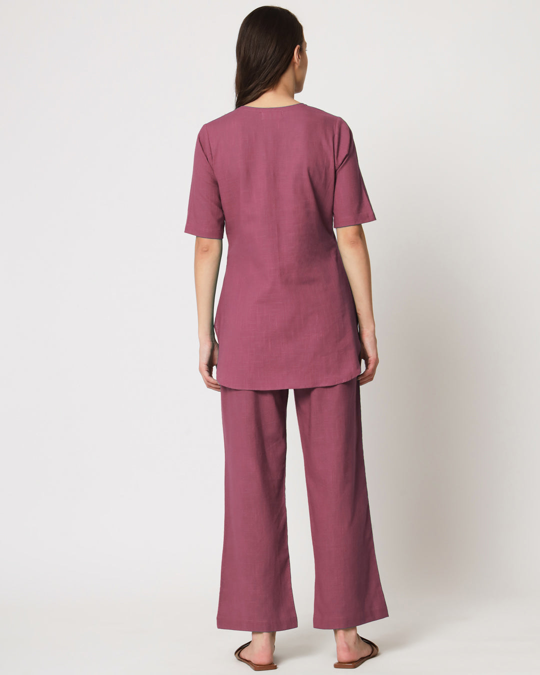 Wings of Rose Collar Neck Short Length Solid Co-ord Set