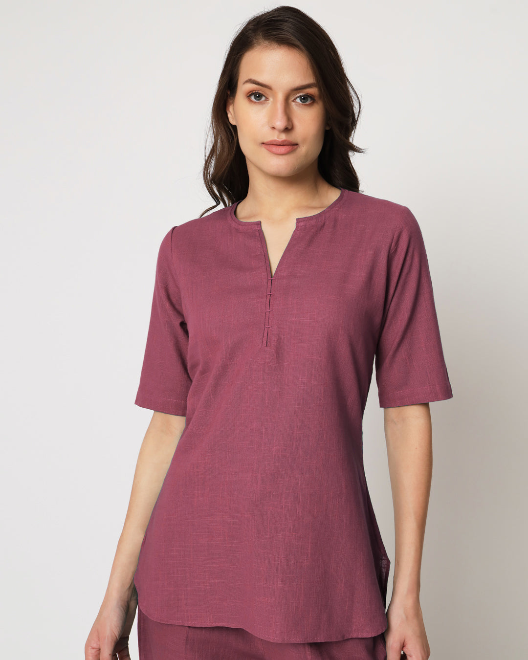 Wings of Rose Collar Neck Short Length Solid Co-ord Set