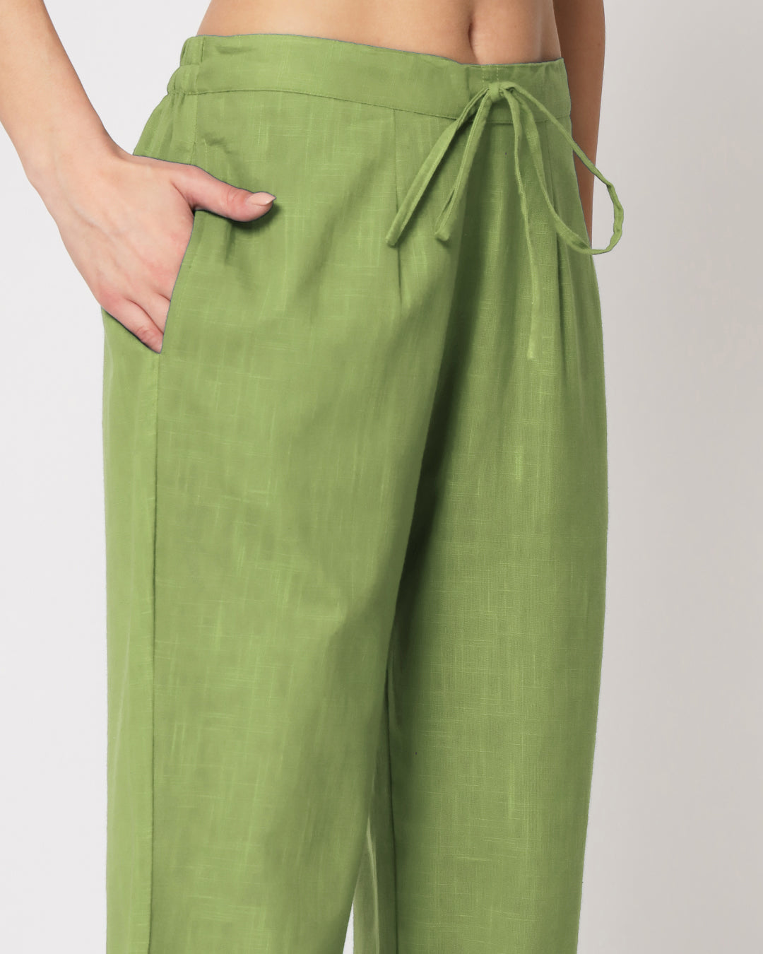 Sage Green Collar Neck Mid Length Solid Co-ord Set