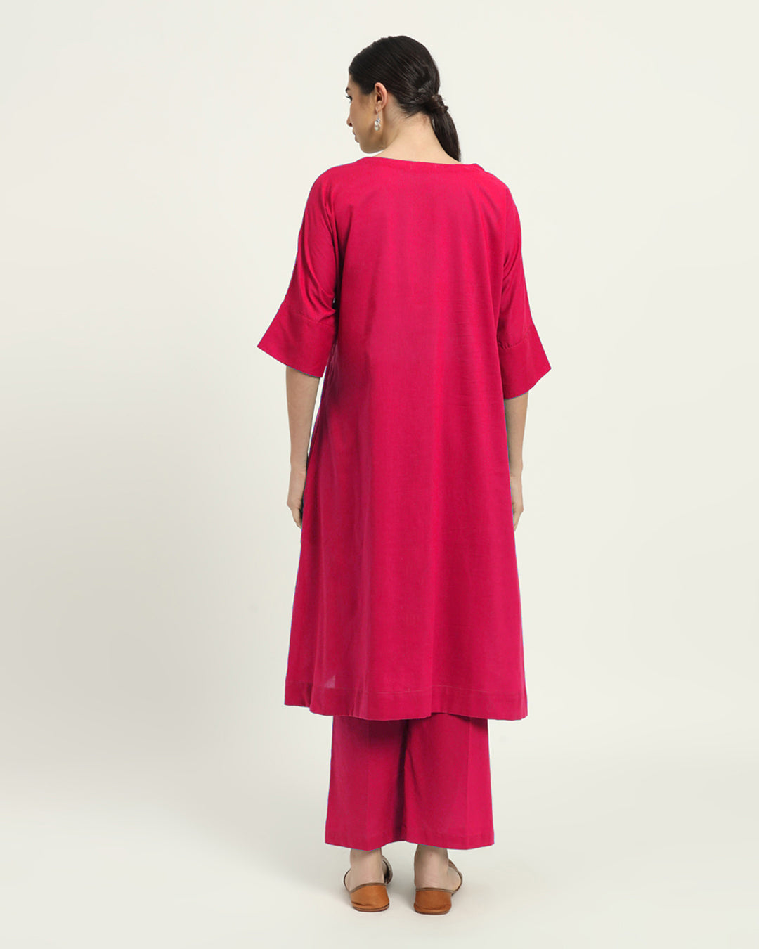 Combo: Queens Gulabi & Aurora Purple Flare & Flow Boat Neck Solid Kurta