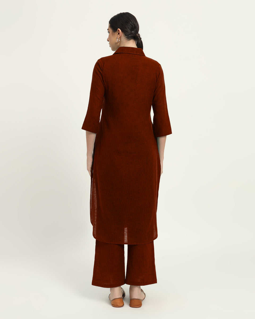 Combo: Iced Grey & Russet Red Collar Comfort Solid Kurta