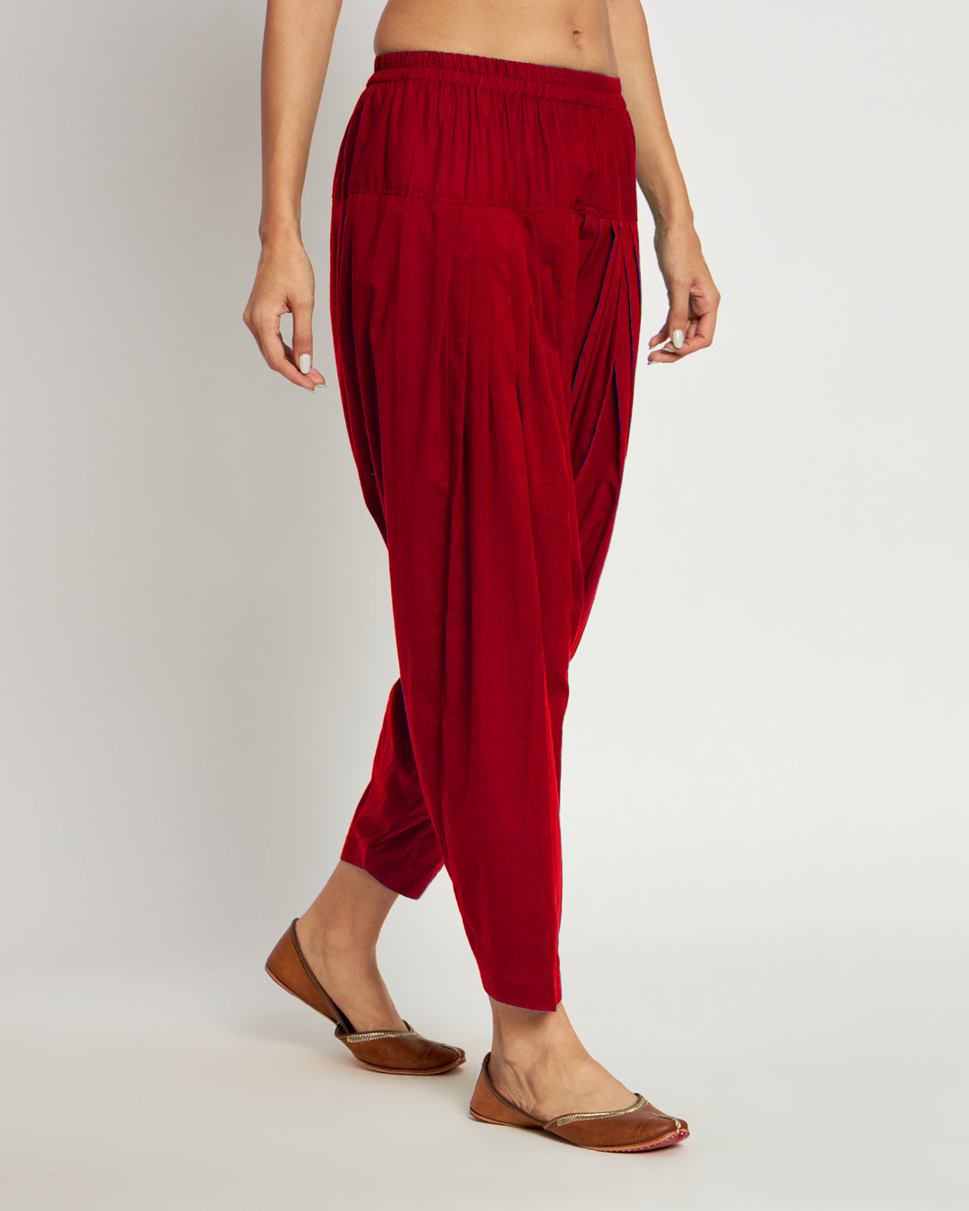 Classic Red Band Collar Neck Solid Co-ord Set