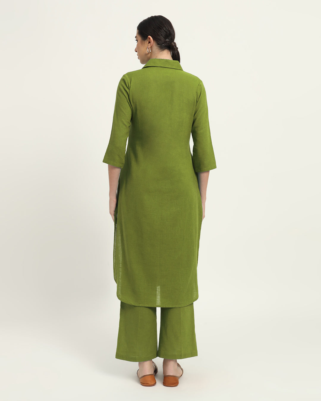 Combo: Iced Grey & Sage Green Collar Comfort Solid Kurta