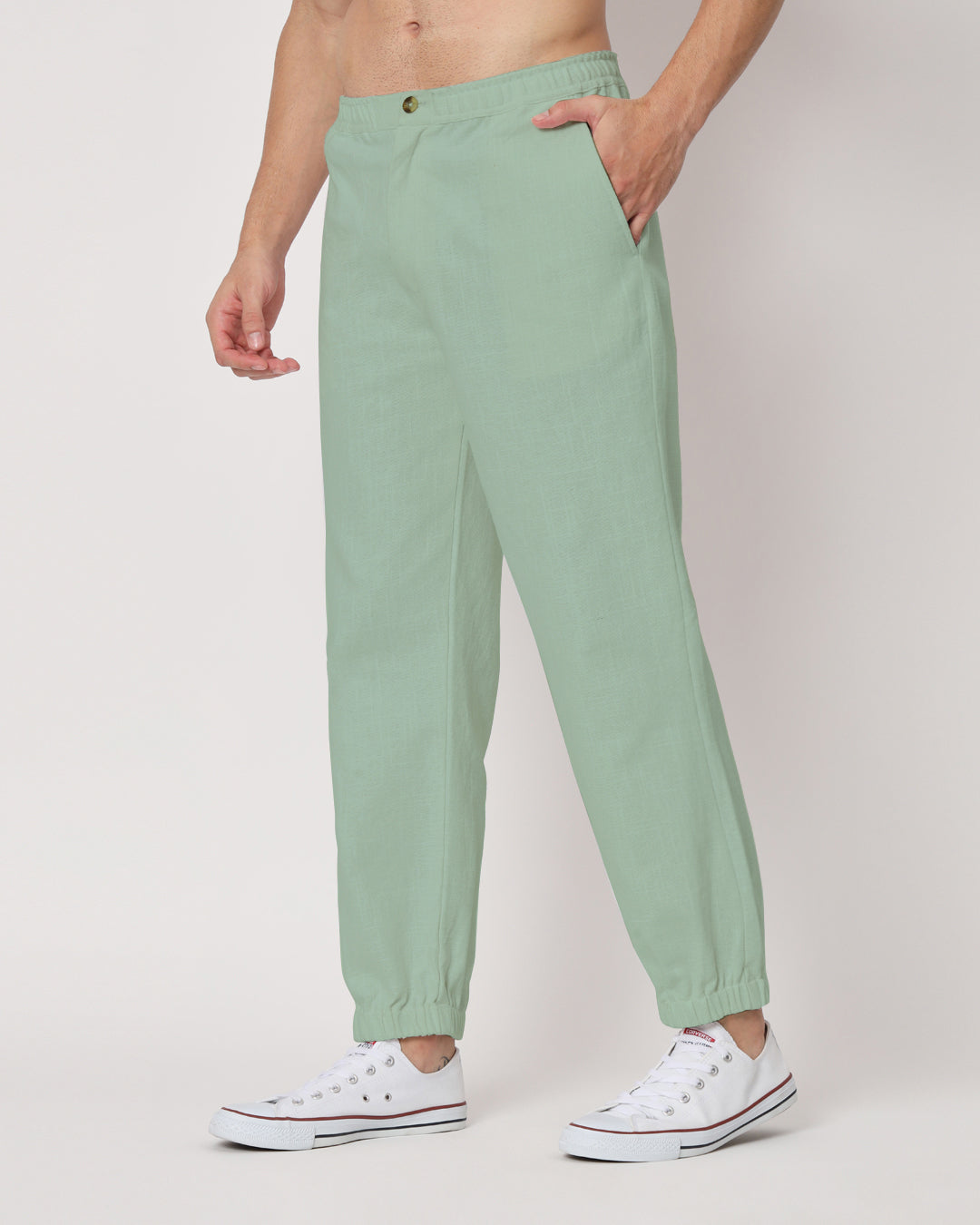 Combo: Spring Green & Fondant Pink Jog Men's Pants - Set of 2