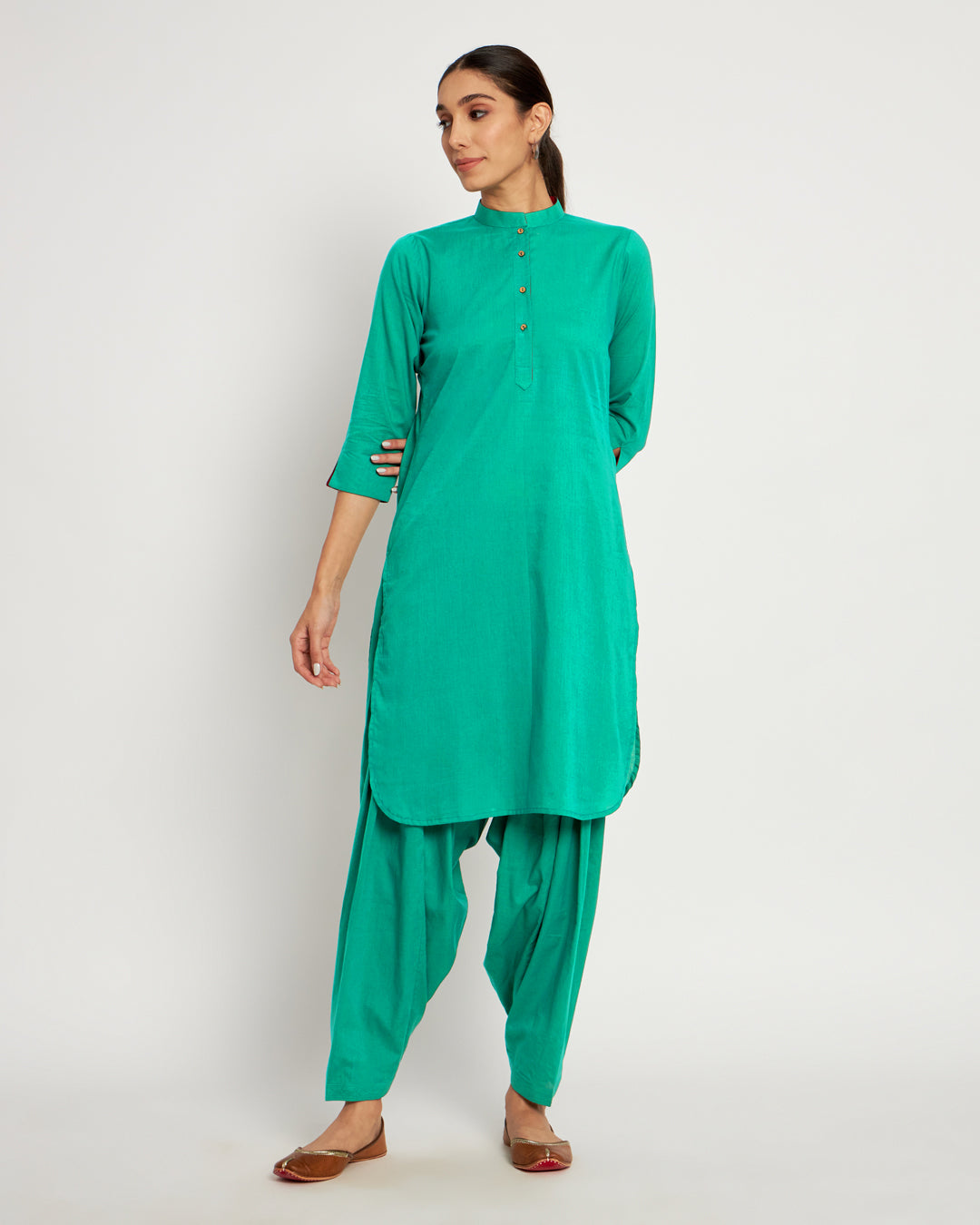 Valley Vista Band Collar Neck Solid Kurta (Without Bottoms)