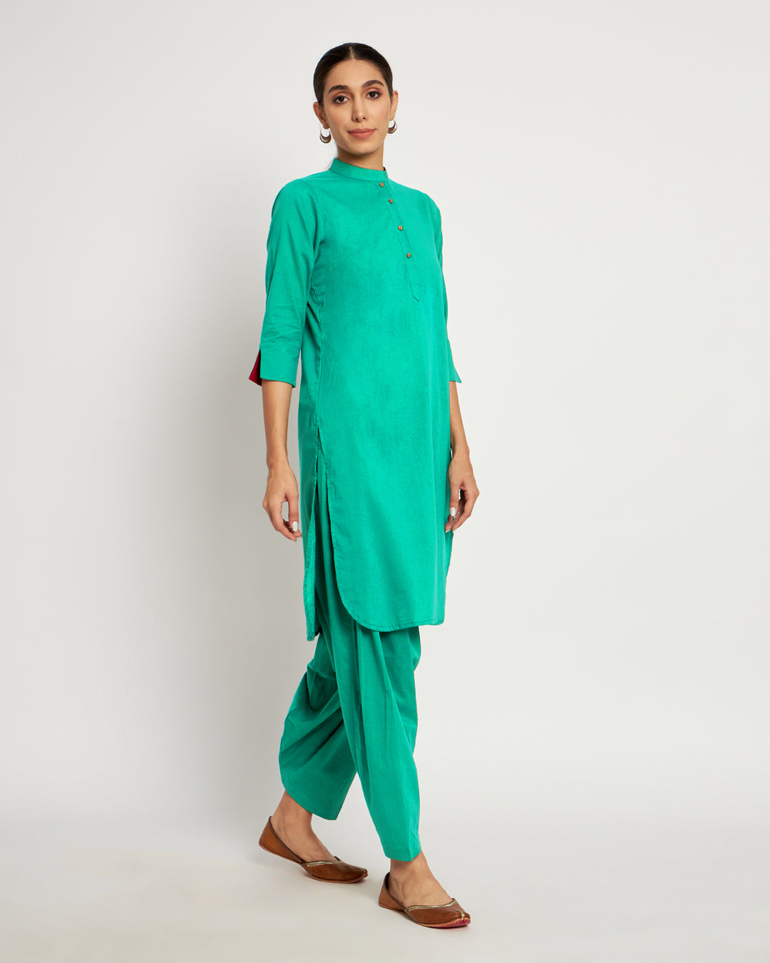 Valley Vista Band Collar Neck Solid Kurta (Without Bottoms)