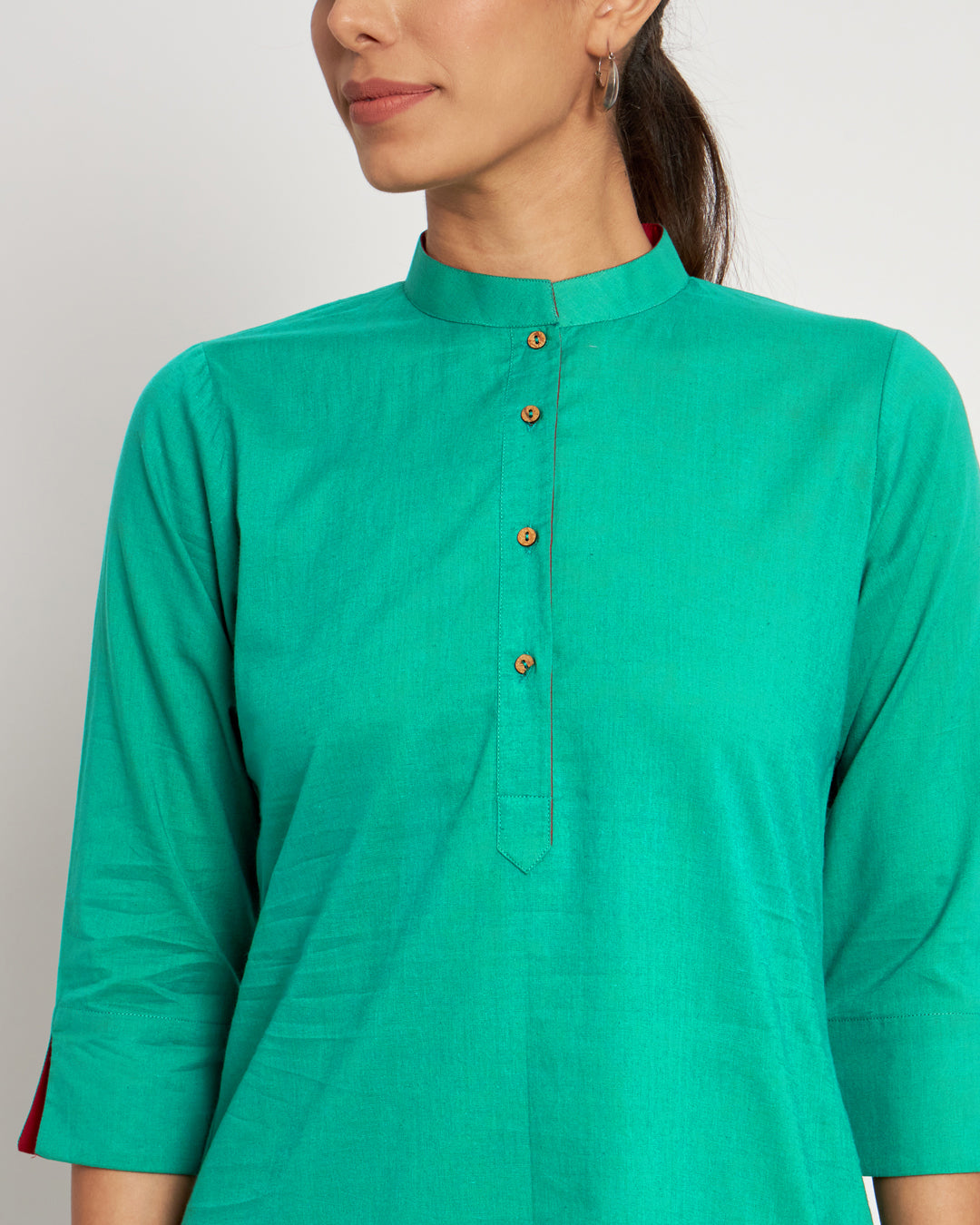 Valley Vista Band Collar Neck Solid Kurta (Without Bottoms)