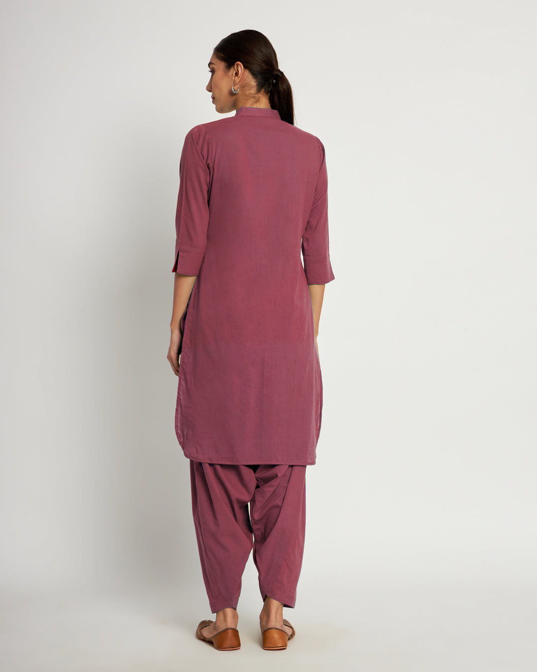 Wings of Rose Band Collar Neck Solid Co-ord Set
