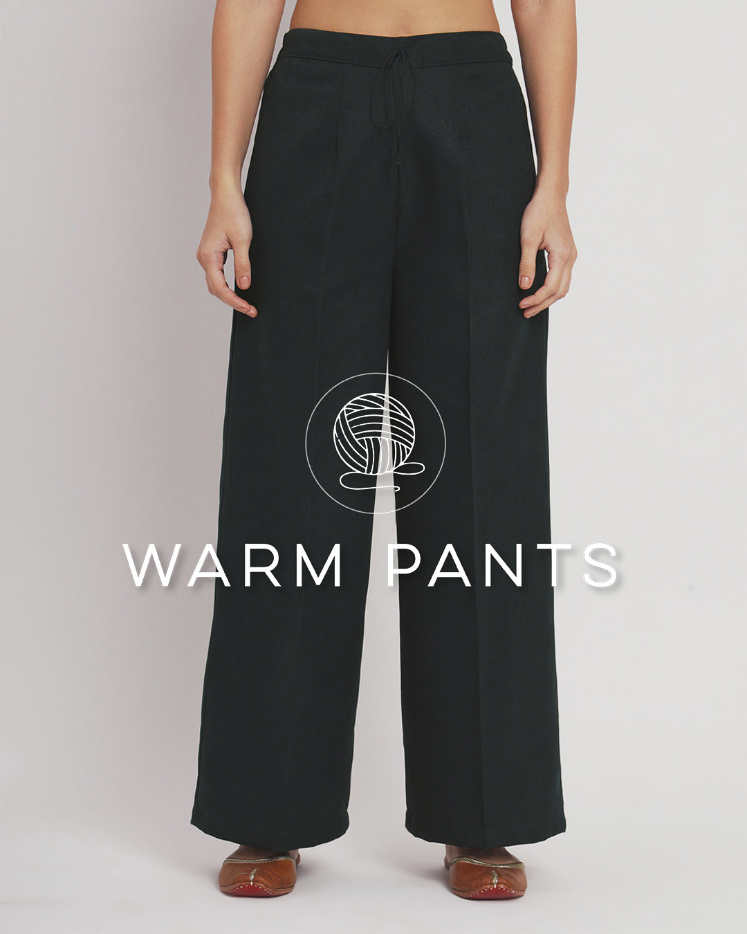 Deep Teal Woolen Wide Pants