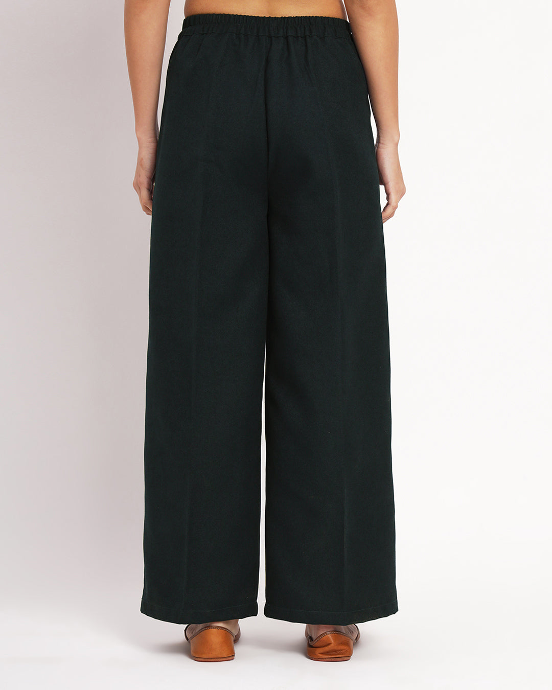 Deep Teal Woolen Wide Pants