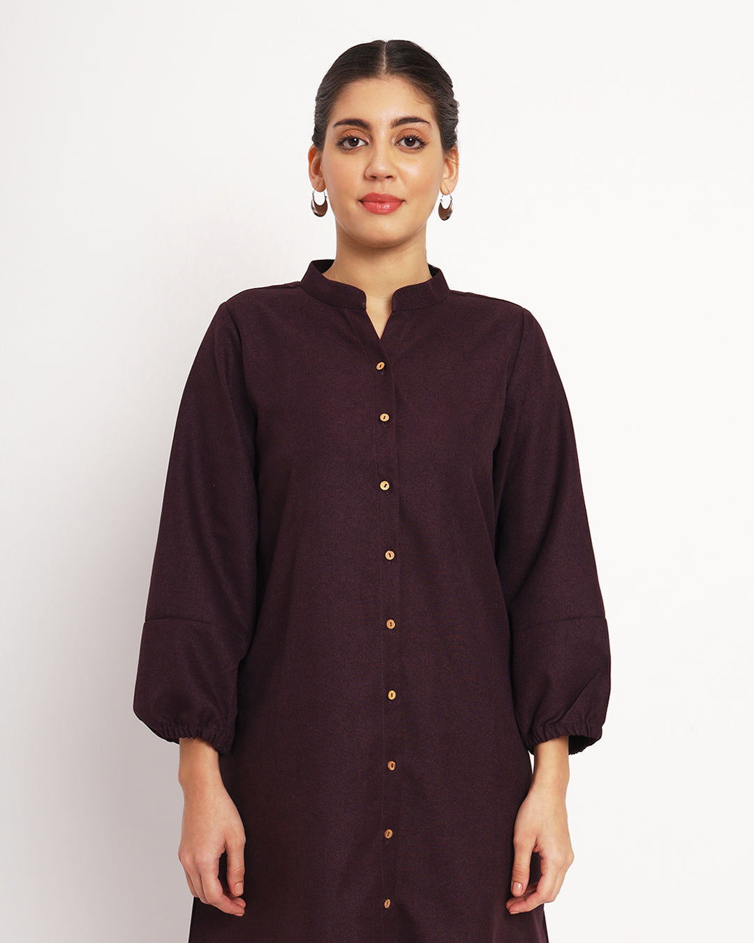 Plum Passion Modish Elegance Notch Neck Woolen Co-ord Set