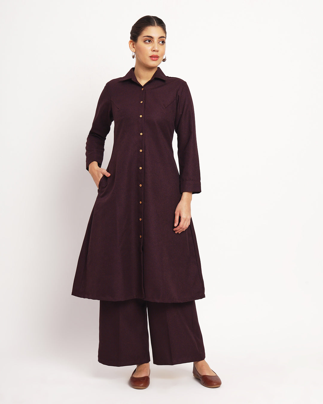 Plum Passion Artful A-Line Woolen Co-ord Set